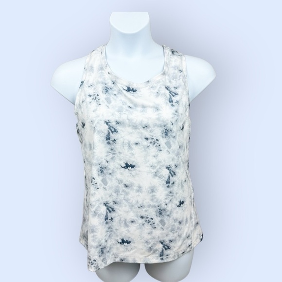 Yoga-Lic-ious Lux Frosted Glass White Tie Dye Athletic Tank Top - Picture 1 of 6